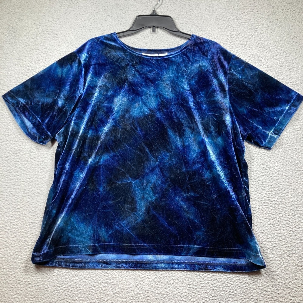 Fashion Bug‎ Velvet Top Womens Plus 19/20 Blue Short Sleeve Whimsigoth Y2K Fairy